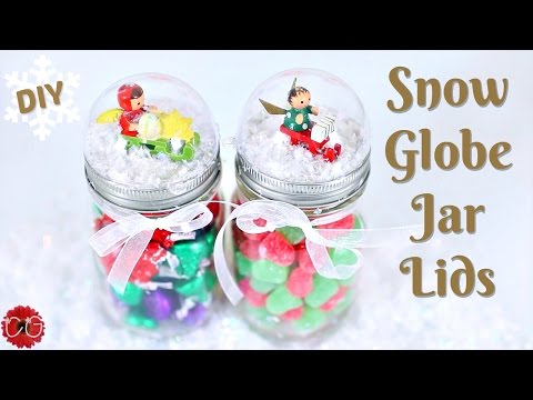 DIY SNOW GLOBE JAR LIDS!  EASY LAST MINUTE GIFT!