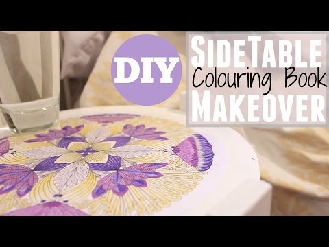 DIY Side Table Makeover with Adult Colouring Book