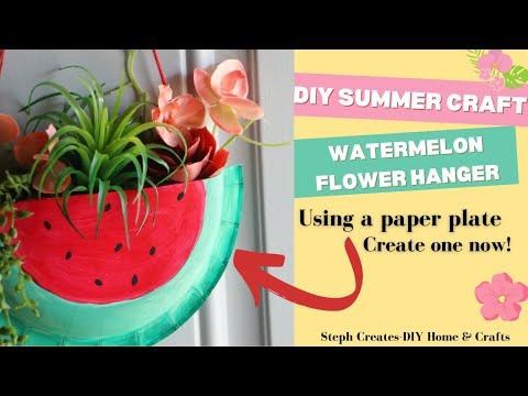 DIY Summer Craft: Easy Watermelon Paper Plate Floral Hanger