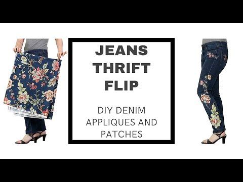 DIY Thrift Flip | Upcycle Old Jeans with Fabric Appliques&amp;nbsp;and Patches