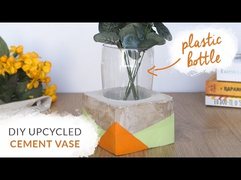 DIY Upcycled Cement Vase Using a Plastic Bottle | Concrete Room Decor | Curly Made