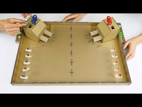 DIY Warship Battle Marble Board Game from Cardboard at Home