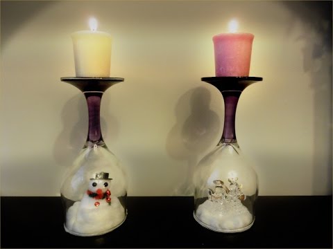 DIY Wine Glass Christmas decor / winter decor