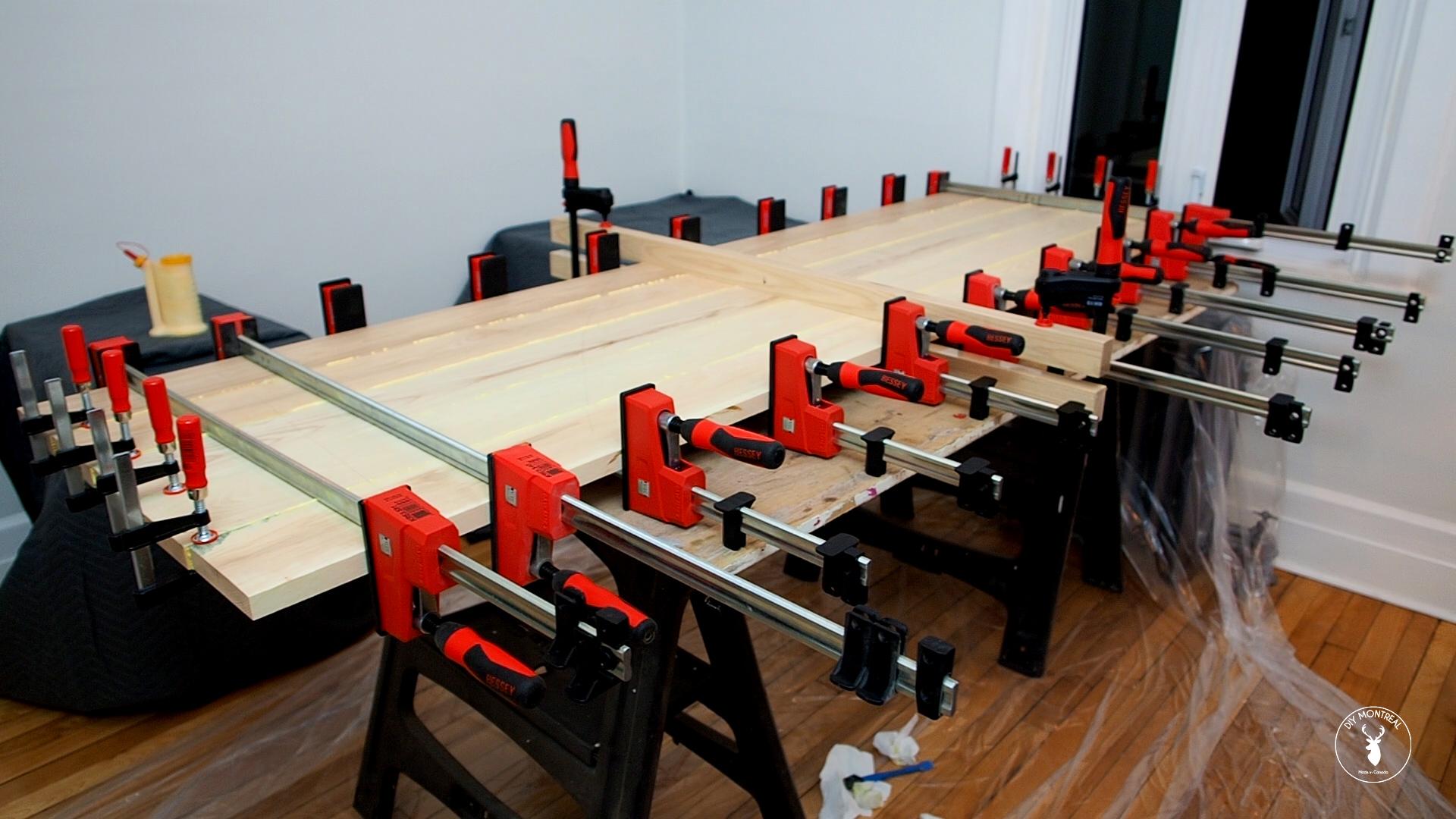 DIY desk top - glue up with parallel clamps.jpg