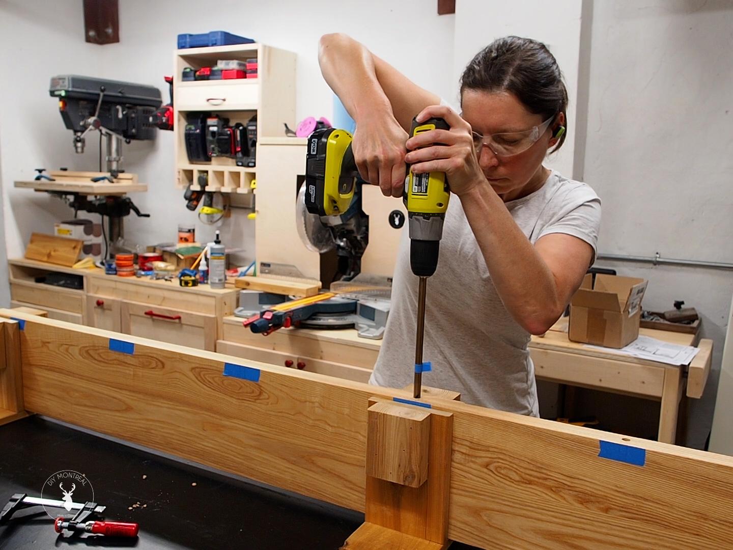 DIY floating shelves - drill holes for floating shelf brackets.jpg