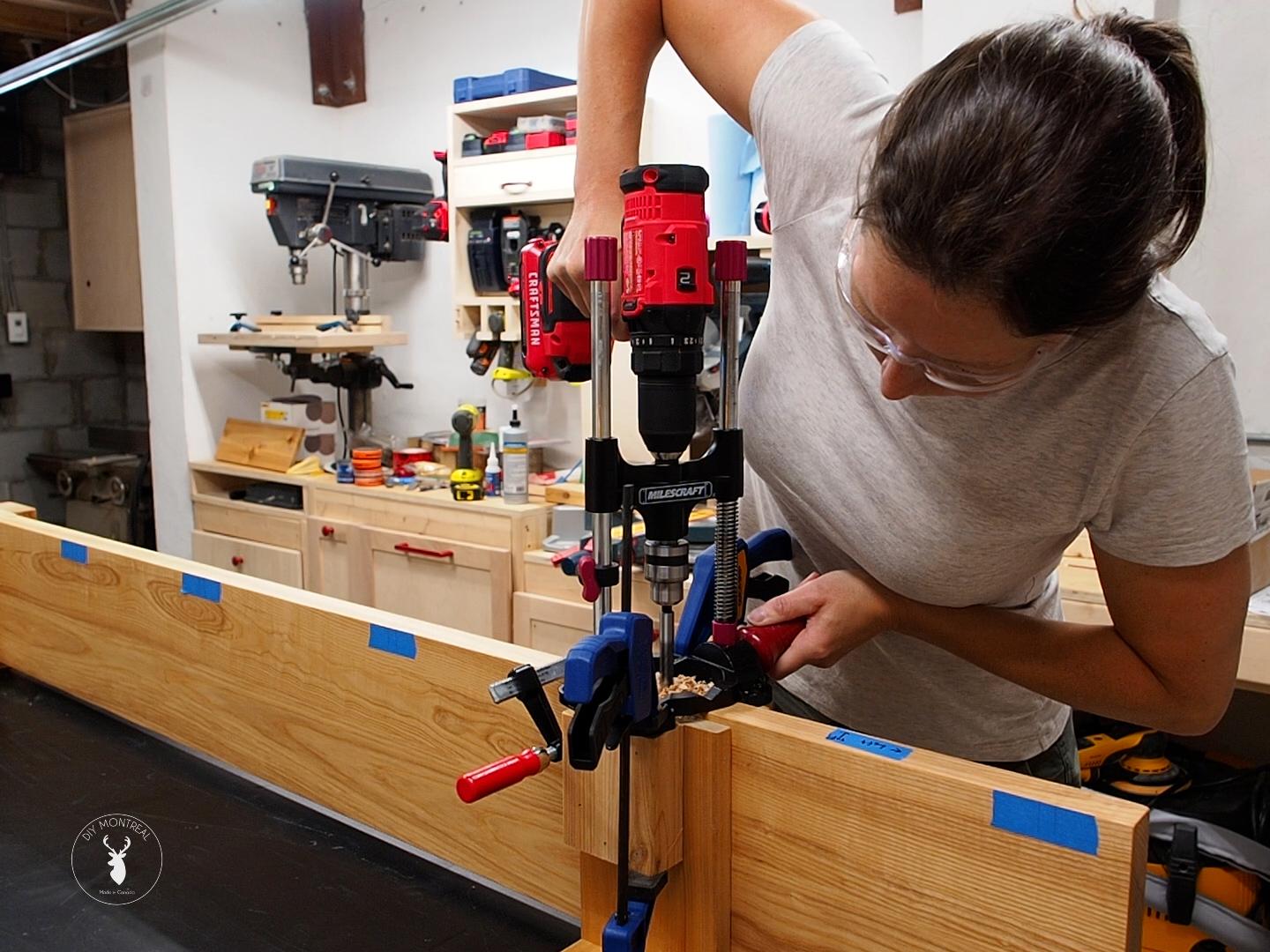 DIY floating shelves - drill holes for shelf brackets.jpg