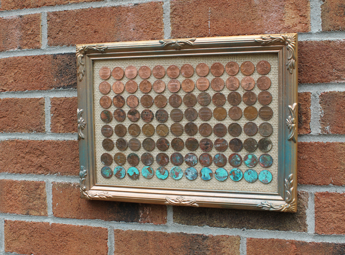 DIY ombre penny art brick wall 675.jpg