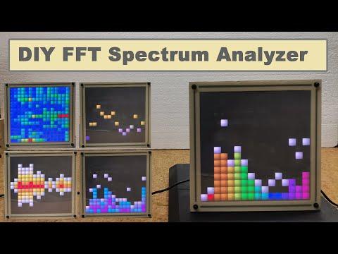 DIY simple FFT Spectrum Analyzer, VU meter, and Waterfall Analyzer on 16x16 Led Matrix