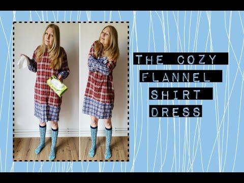 DIY upcycled flannel shirt dress refashion tutorial