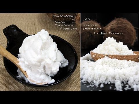 Dairy-Free Vegan Coconut Whipped Cream &amp;amp; Coconut Flour fr. Fresh Coconuts | Dietplan-101.com