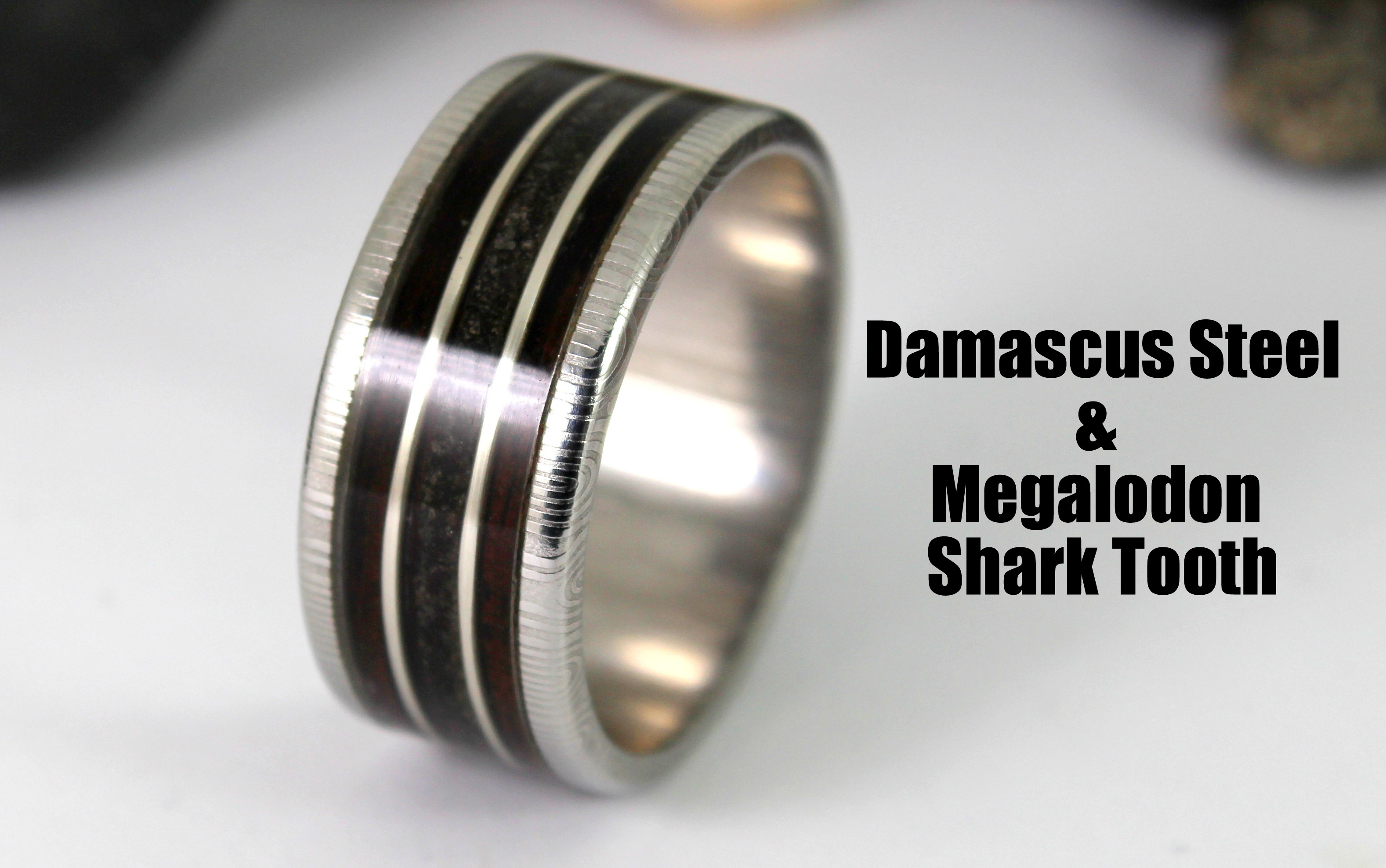 Damascus Steel Ring With Megalodon Tooth Thumbnail.JPG