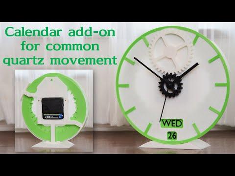 Day-date calendar add-on for common quartz movement