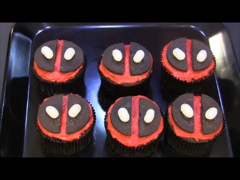 Deadpool Strawberry Filled  Chocolate Cupcakes Tutorial