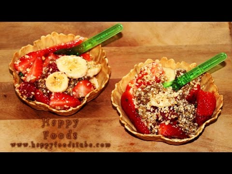 Delicious Crunchy Summer Fruit Salad in Wafer Basket Dessert