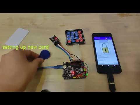 Demo of Simple Passcode / RFID Door Lock System Simulation, with DumbDisplay