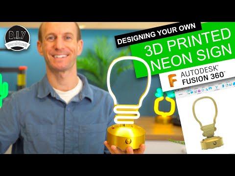 Designing your own Neon Signs - 3D Printed | Fusion 360 | LED Flex