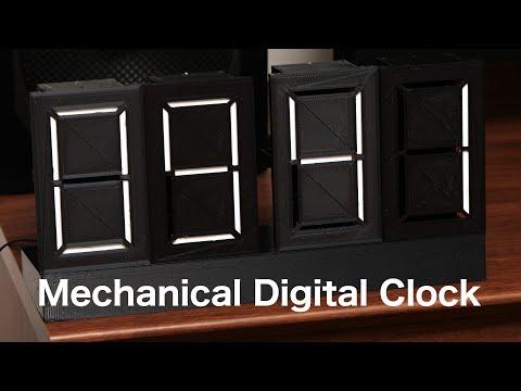 Digital clock with mechanical 7-segment display units