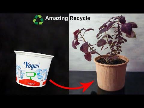 Diy Clay Pot with Plastic Yoghurt Container, Recycling Ideas with Plastic Containers, Recycle Ideas