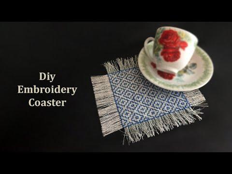 Diy Embroidery Coaster, Embroidery For Beginner, Embroidery Patterns