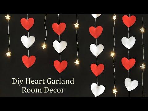 Diy Heart Garland Room Decor Ideas, Diy Room Decor Ideas, Diy Valentine's Day Decorations