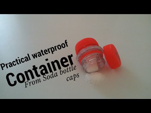 Diy Waterproof survival container from recycled soda bottle caps