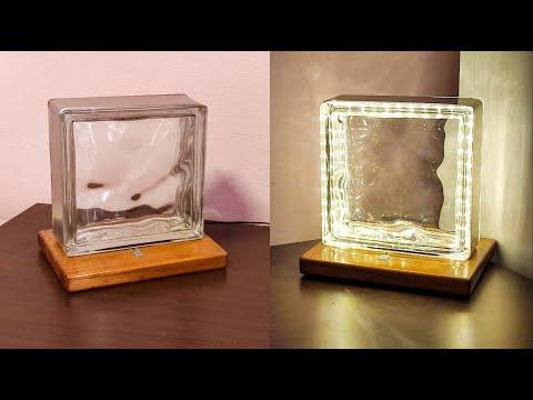 Diy vintage led lamp from glass brick