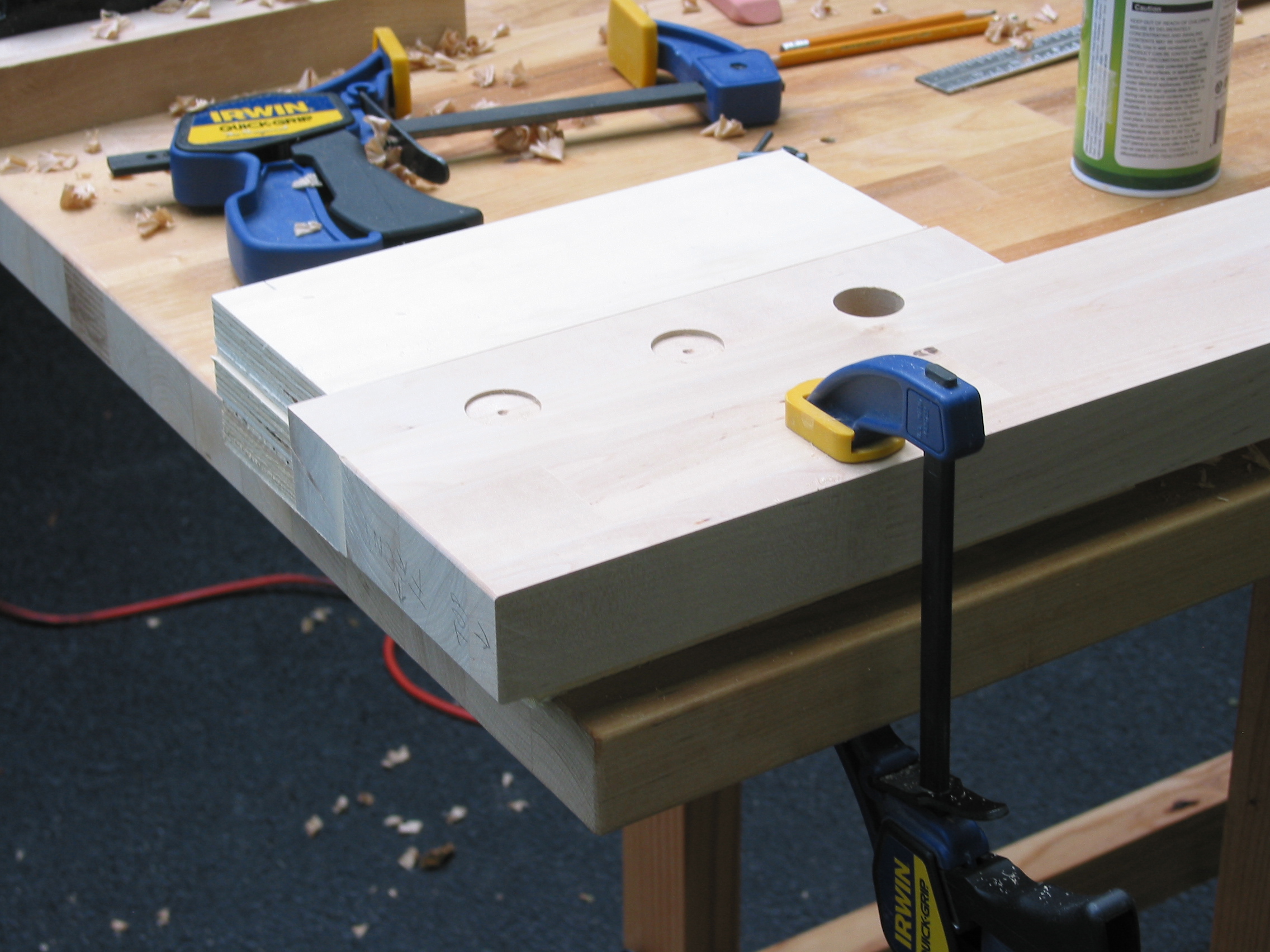 Drilling Vise Holes in Apron.JPG