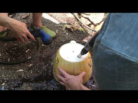 Drilling hole in ceramic planter pot