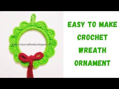 EASY DIY CROCHET WREATH ORNAMENT// how to crochet Christmas ornaments