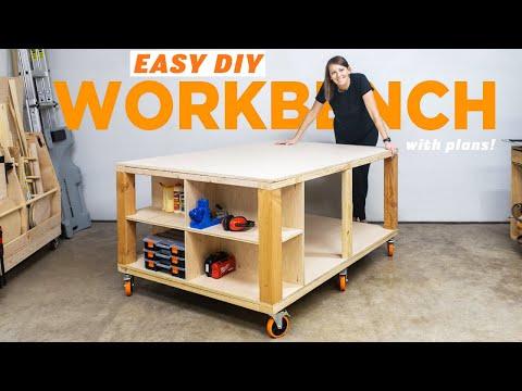 EASY DIY Workbench! Mobile with Storage And Plans!