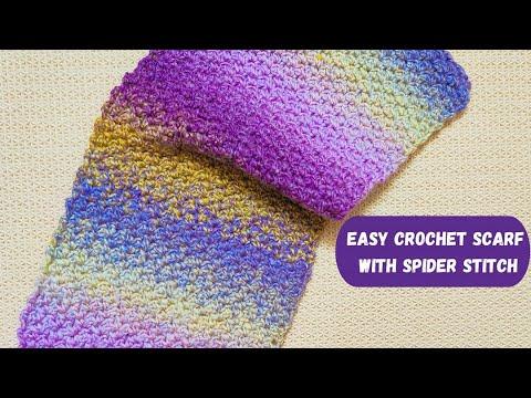 Easy Crochet Scarf With Spider Stitch One Row Repeat Pattern