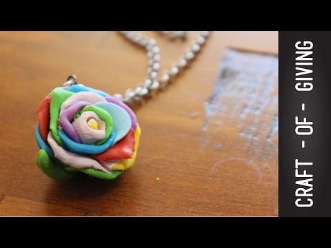 Easy DIY Polymer Clay Rainbow Rose Pendant | Craft of Giving