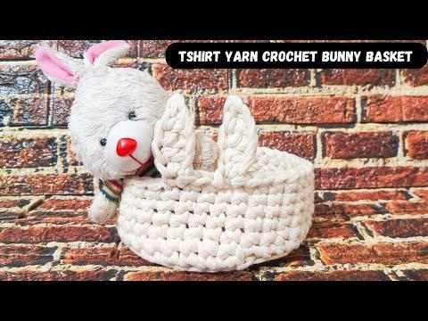Easy TShirt Yarn Crochet Easter Bunny Basket
