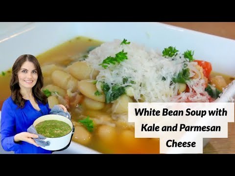 Easy White Bean Soup with Kale and Parmesan Cheese