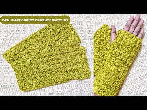 Easy Willow Crochet Fingerless Gloves Set Part of the Winter Crochet Set Blog Hop 2025