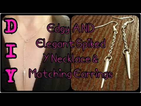 Edgy and Elegant Spiked Y Necklace and Earrings