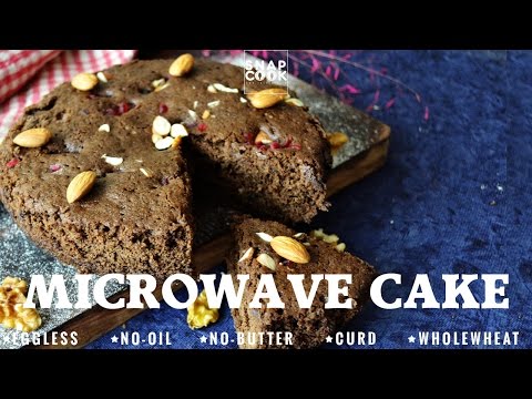 Eggless cake in microwave - Whole wheat atta cake - curd cake in microwave recipe without egg