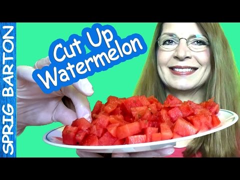 FASTEST WAY to CUT UP WATERMELON into BITE-SIZED PIECES - How To Quick &amp;amp; Easy Just Watch!