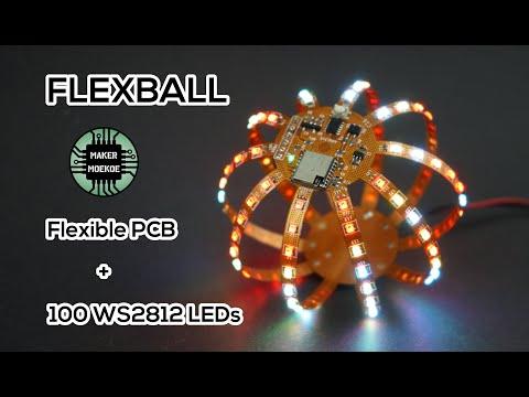 FLEXBALL | 100 WS2812 mini LEDs on a flexible PCB | makermoekoe