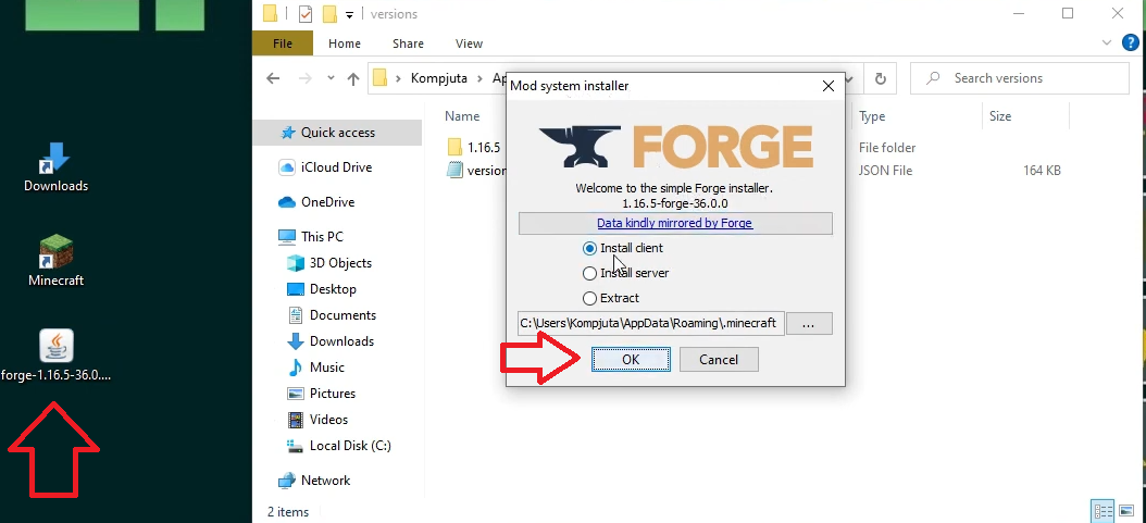 FORGE 1.16.5 minecraft - how to download &amp; install Forge 1.16.5 (on Windows) 1-29 screenshot.png