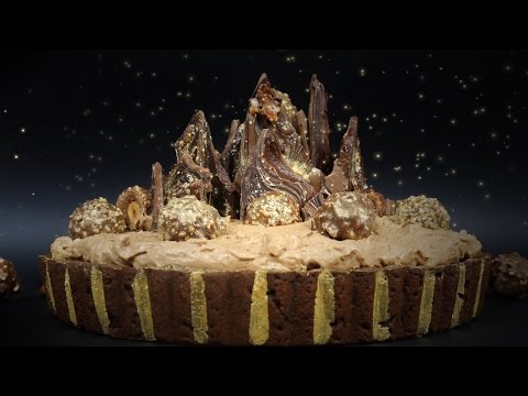 Ferrero Rocher Nutella Brownie Tart With Buttercream &amp;amp; Chocolate Bark - ASMR - Treat Factory