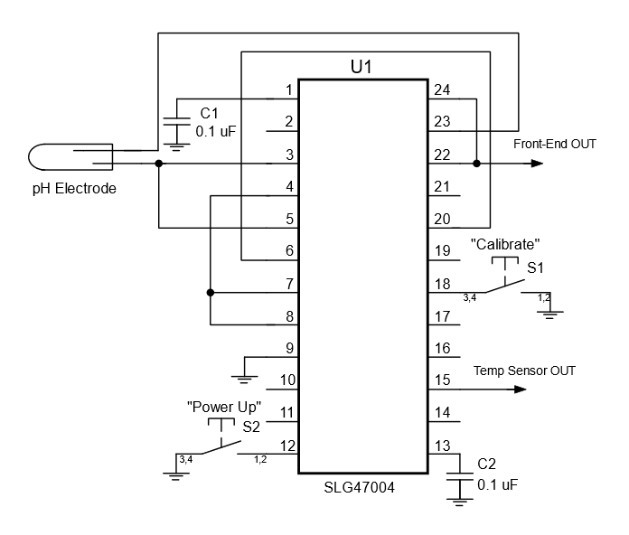 Figure 4. General Schematic of Analog Front-End for pH Probe Based on SLG47004.png