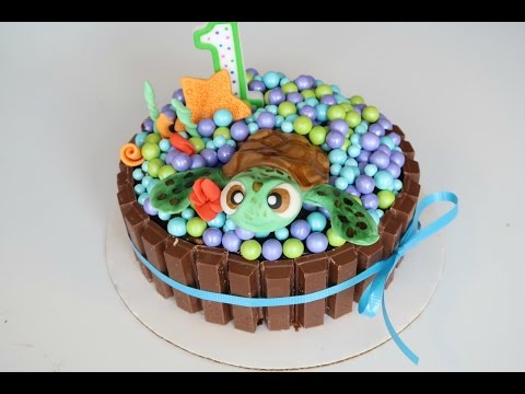 First Birthday Cake | Fondant Sea Turtle Cake Topper