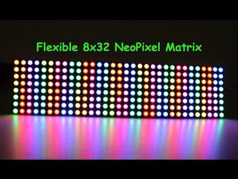 Flexible 8x32 NeoPixel (WS2812B ) RGB LED Matrix Demo