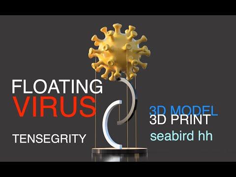 Floating Virus - Tensegrity - 3D Printed