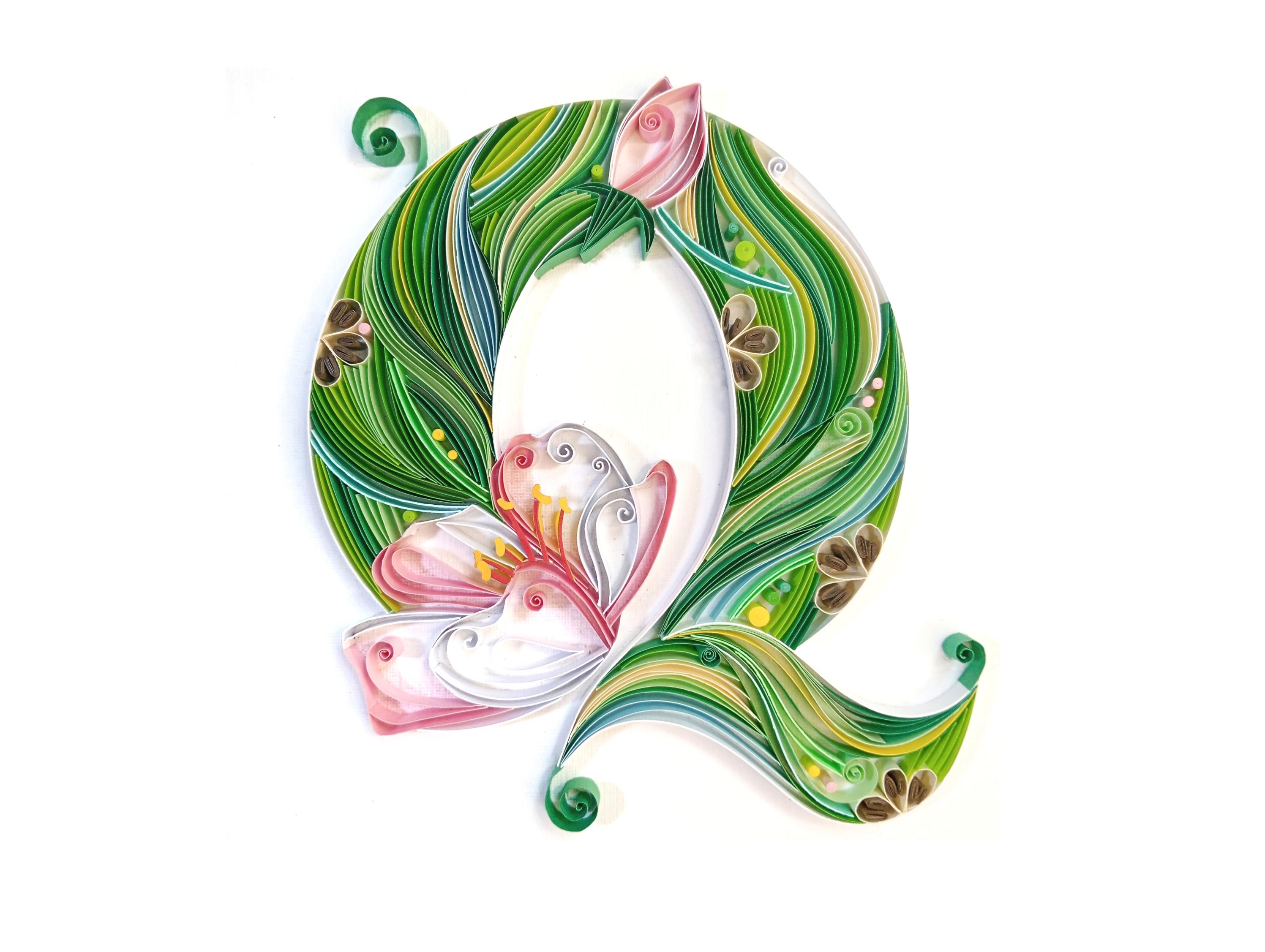 Floral paper quilling monogram Q by Quinzy Varira.jpg