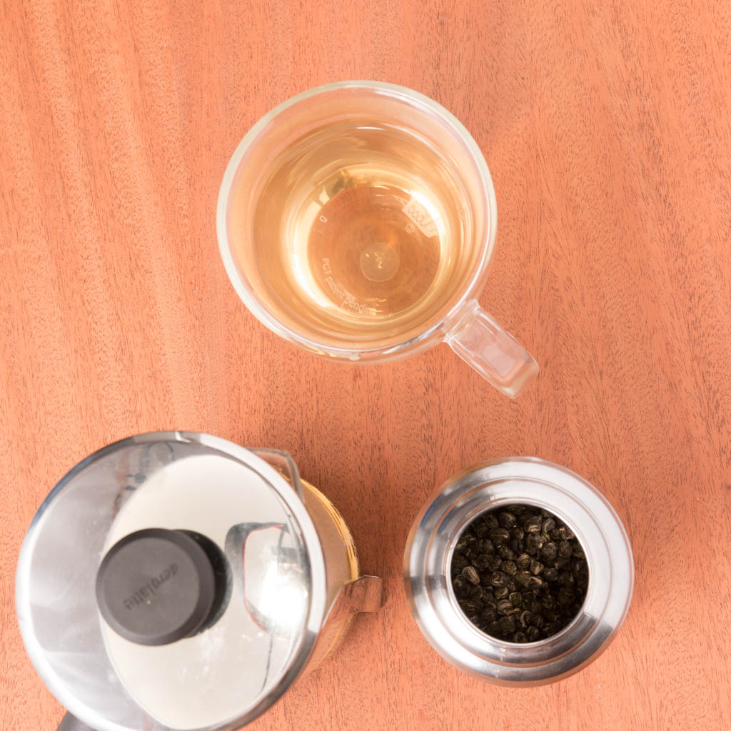 French Press Coffee Maker, Tea and Tea leaves.jpg