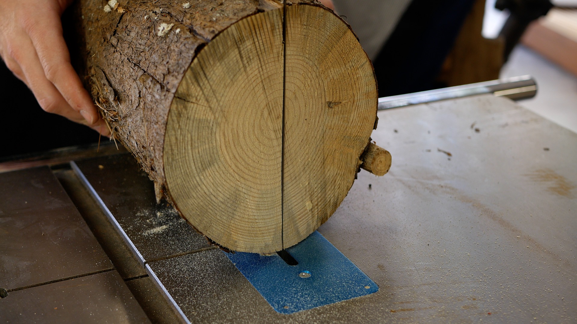 From Log To Bowl 2 cut blank on bandsaw.jpg