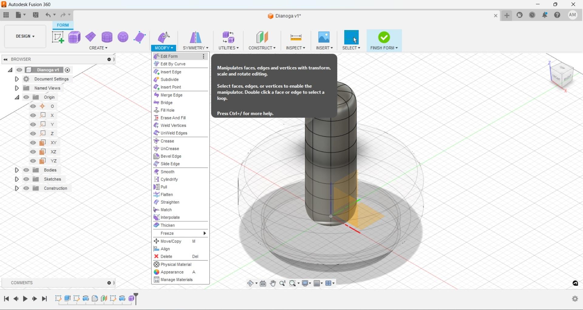 Fusion Free Form Neck Cylinder Modify Edit Form.jpg