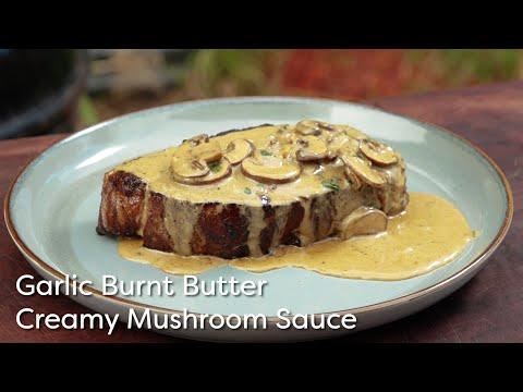 Garlic Burnt Butter Creamy Mushroom Sauce with Steak | Free to Cook